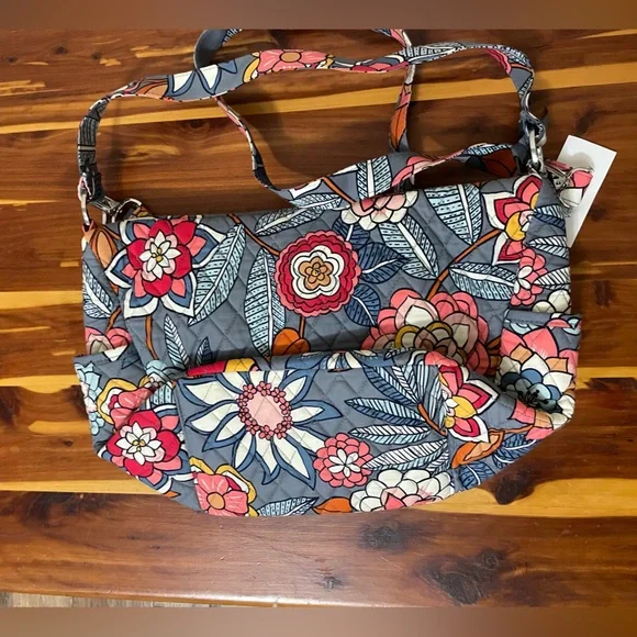 Vera Bradley crossbody purse blue with flowers go ahead convertible NWT - Picture 3 of 5